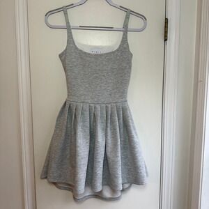 MABLE Grey Heathered Fit and Flare Pleated Skater Dress Women's Size M
